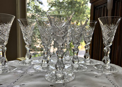 ELMIRA #17 AMERICAN BRILLIANT CUT GLASS SHERRY GLASSES (8) C.1903-1905