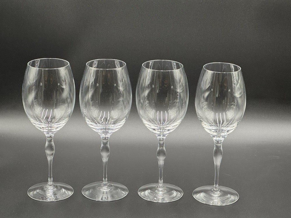 Set of (4) Orrefors Sweden BALANS 9.125″ Wine Glasses, Signed