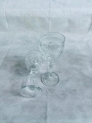 D’Arques Clear Cut Crystal Goblets Set of 4 Wine Water Glasses 8″ France EXC