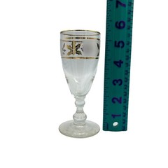 VTG Libbey Frosted Gold Leaf Cordial Stemmed Glasses 4-oz 5 3/8″ Tall Set of 6