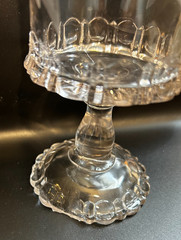 Vintage EAPG Pressed Glass Goblets – Thumbprint Style Etched Floral – Set of 2