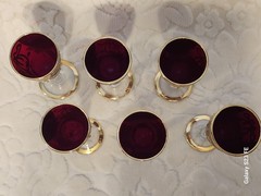 6 VTG Ruby Red Tre Fuochi 24KT Cordial Glasses Murrano 3.5” Tall