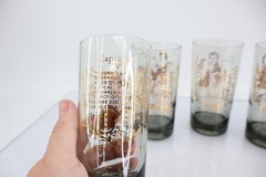 Anchor Hocking Zodiac Smoked Gray Gold Highball Glasses Set of 5 Vintage MCM
