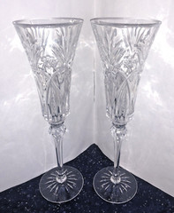 2 Beautiful Cristal Au Plomb Genuine Lead Crystal Champagne Flutes