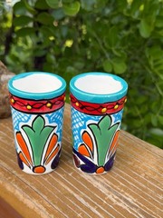 Tequila Shot Glass Talavera Mexico Hand Painted Ethnic Bar Accessories Gift