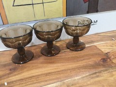 SET OF (3) VINTAGE NORITAKE PROVINCIAL-BROWN CHAMPAGNE / TALL SHERBET * MINT