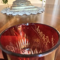 Antique Ruby Flash Souvenir Tumbler Etched «Ontario Beach 416 1900»