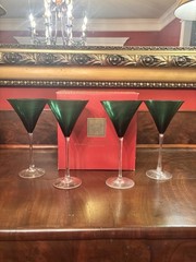 Lenox Holiday Gems Emerald Martini Glasses Set of 4 Green Stemware w/ Box