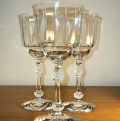 Fostoria Glass Company #6007 Water Goblet Clear Regular Set Of 3 Optic 1933-1943