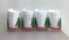 Vintage Set of 4 SNOWY CHRISTMAS TREE GLASSES Raised Tree and Snow 4 ¼”