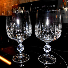 TWO Crystalex Belfast Bohemia Cut Crystal WATER GOBLETS 6-5/8″