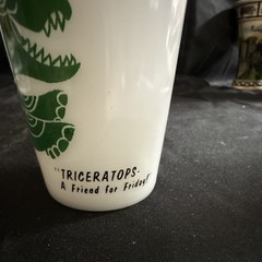 Mother Bay State and Her Friends Triceratops Glass Tumbler White Green Red