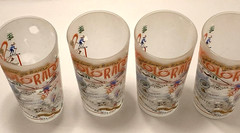 Vintage Colorado Glass Set 4 Cocktail Bar Cart Apres Ski Lodge MCM MOD Lodge