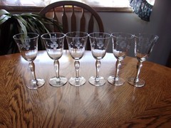 Wine Sherry Etched Cut Paneled 3 Oz – Set of 6