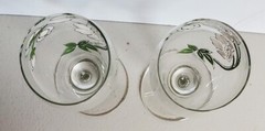 Vintage Pair Perrier Jouet Hand Painted Floral Champagne Glass Flutes Beautiful