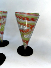 Mult Art Deco 1920’s Bimini Werkstatte Vienna Swirl 5 Martini -4 Cordial Glasses