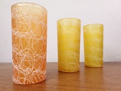 3pc Vintage Spaghetti String Glasses Tumblers Mid Century Modern Drinkware
