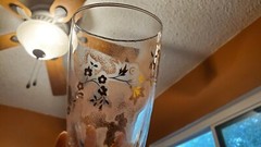 Libbey 3003-24 Cooler Tumbler Pink/Gold Flowers Gold Trim 5 1/4″ Set of 2