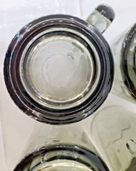 4 MCM Libbey Optic Swirl Smoke Glass Glasses Water Tea Beer Mugs With Handles.