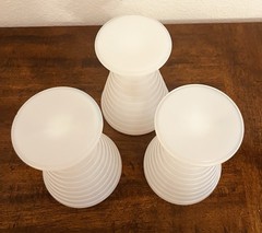 3 HAZEL ATLAS MODERNTONE PLATONITE WHITE 5 OZ FOOTED CONE SHAPE TUMBLERS