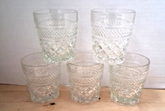 SET OF 5 VTG WEXFORD ON THE ROCKS GLASSES ANCHOR HOCKING EXC COND !!!