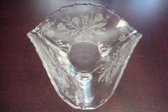 Fostoria Heather 2 pcs Glass Etched Three Footed Triangular & Round bowls [GL16]