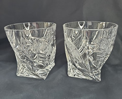 Bohemia Czech 24% Lead Crystal Whiskey Glasses, «Quadro» Square Base, set of 2