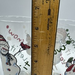 3 VTG Anchor Hocking Snowman “Let It Snow” Holiday Drinking Glasses 6 1/4″