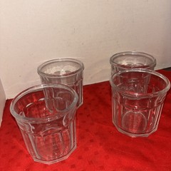 Set of 4 Luminarc clear glasses- 3.75” Tall- Estate Find