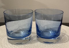 Unknown (Moser Style) Aquamarine Whiskey Double Old Fashioned Glass EUC