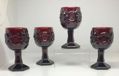 AVON Red Ruby “Cape Cod” VTG Wine Glasses Goblets 1975-1992 4 5/8” set of 4