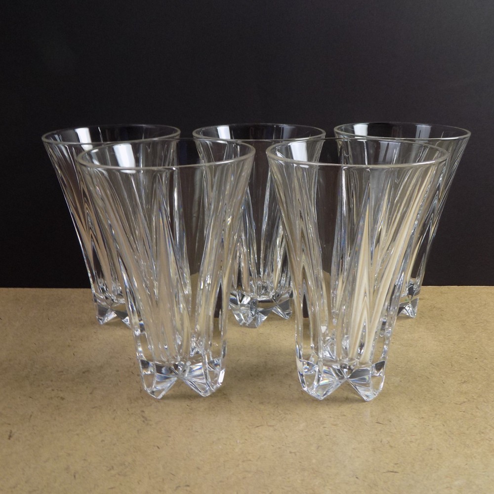 5 Lenox Crystal Oasis Highball Tumblers Glasses 6-1/8″ Tall 4″ Rim VGC