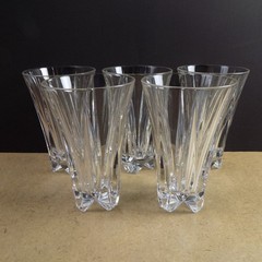 5 Lenox Crystal Oasis Highball Tumblers Glasses 6-1/8″ Tall 4″ Rim VGC