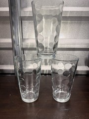 3 Vintage Libbey Drinking Water Glasses Tumblers Dots Circles Dimples Clear F/S*
