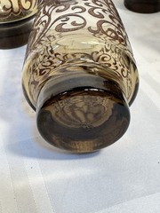 Prado Libbey Glass Company Brown Raised Swirl Tawny Smoked Glasses Set of 7