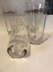 4 Vintage Gold Floral Scroll Heavy Bottom Cocktail Glasses