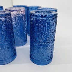 Set Of 8 Jax Shannon Godinger Highball Blue Ombré Beverage Glassware 6”