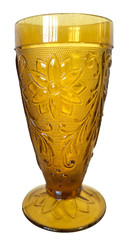 Set 4 Indiana Tiara Pressed Sandwich Amber Footed Ice Tea Glass Tumbler Parfait