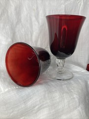 8 Ruby Red Cristal D’Arques Durand “Casual Settings” Wine Goblets