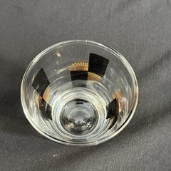 VTG Mid Century Modern Atomic Starburst Shot Glasses Black Gold Set of 5 Barware