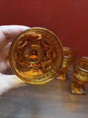 vintage amber cordial glasses Indiana Glass Company Park Lane pattern Set Of 4