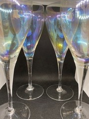 Vintage Bohemia Crystal Iridescent Wine Glasses Set 4 Crystalex BOC168 Luster