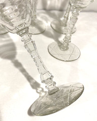 Libbey Rock Sharpe ARCTIC ROSE Goblets Water Glasses Set of 5 Clear etch crystal