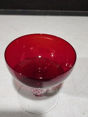 1-Morgantown Golf Ball Ruby Red #7643 Stem LOW SHERBET/CHAMPAGNE Glass