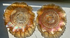 2 Pretty Orange Iridescent Marigold Windflower 8 3/4″ Ruffled Edges Carnival