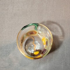 Vtg BBG|Bay Blown Glass Party Cup Pair|Hand Blown Art Glass UV Uranium Star|READ