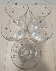 Set 5 MCM Libbey Royal Fern Glasses Tumblers Gold Leaves Etched 12 oz