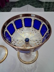 Moser glass cobalt blue 5.6″ tall champagne , sherbet , dessert cup set of two