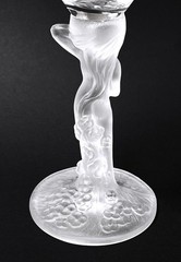 PAIR VINTAGE FROSTED FRENCH CRYSTAL NUDE NAKED LADY STEM WINE GLASSES ART DECO 1