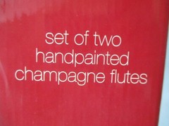 ROMANTIC HEARTS HAND PAINTED CHAMPAGNE FLUTES – SET OF 2 – NEW